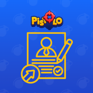 Pistolo logo med registreringsskjema ikon